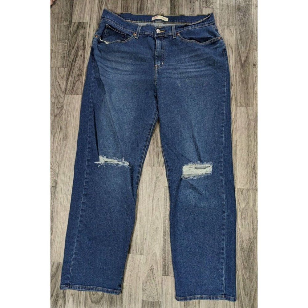 Signature By Levi Strauss & Co Women Size 16 Heritage Straight Distressed Jeans